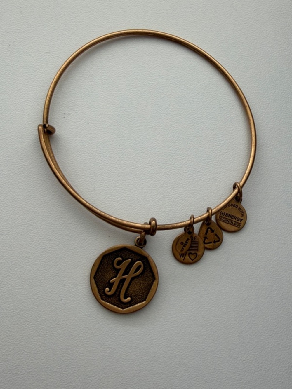 Alex and Ani Gold-Tone Initial H Charm Bangle Bracelet